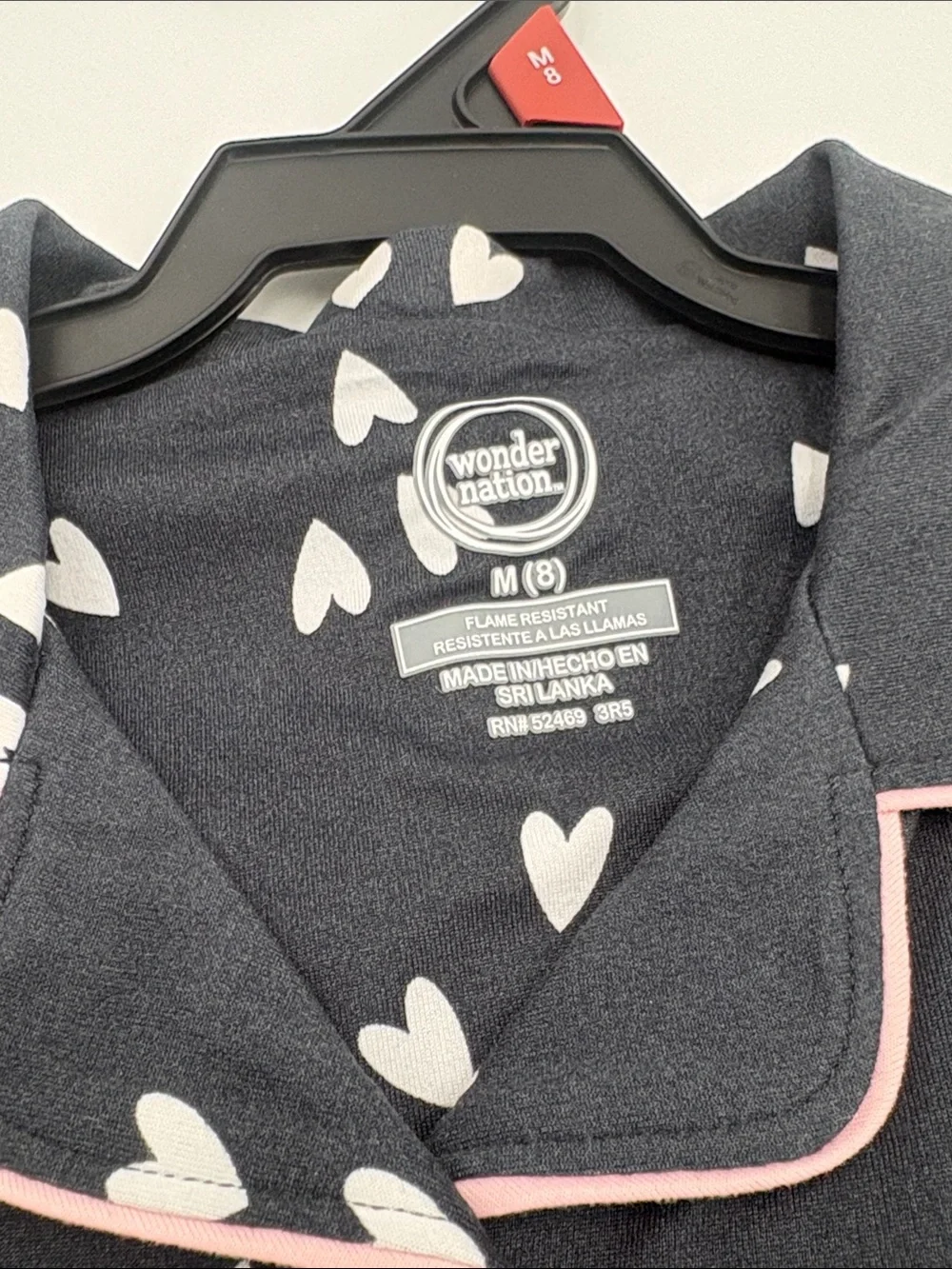 Wonder Nation Girls Size 8 Heart Pajama Short Set‎ NWT Black Pink